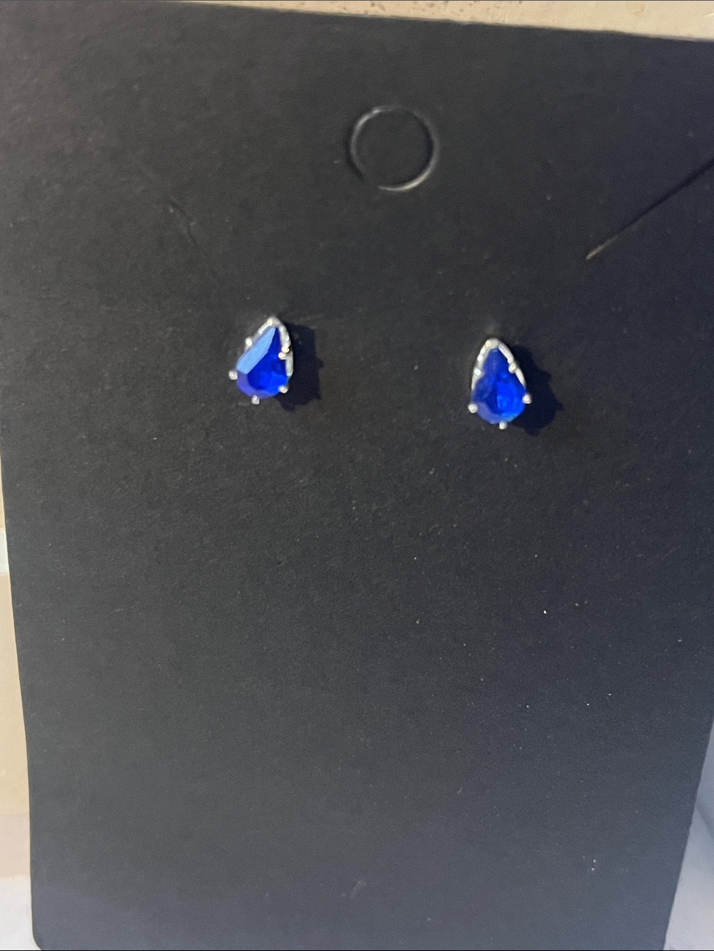 Teardrop Blue Crystal Stud Earrings - Women Jewelry